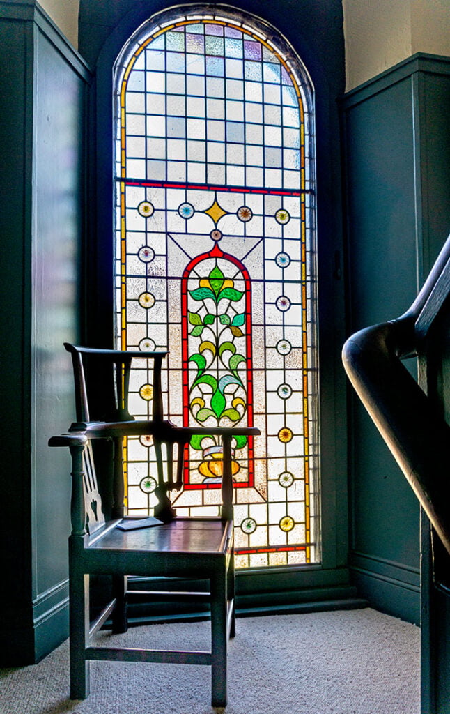 Black Bull, Haworth: Chair & stained glass window