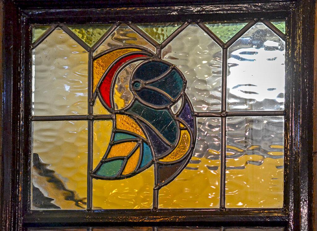 Templar, Leeds: Stained glass window with abstract design