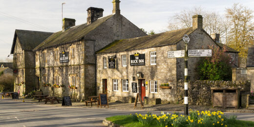 Buck Inn, Malham: With signpost in foreground