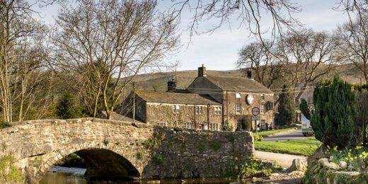 Lister Arms, Malham: With river & bridge in foreground