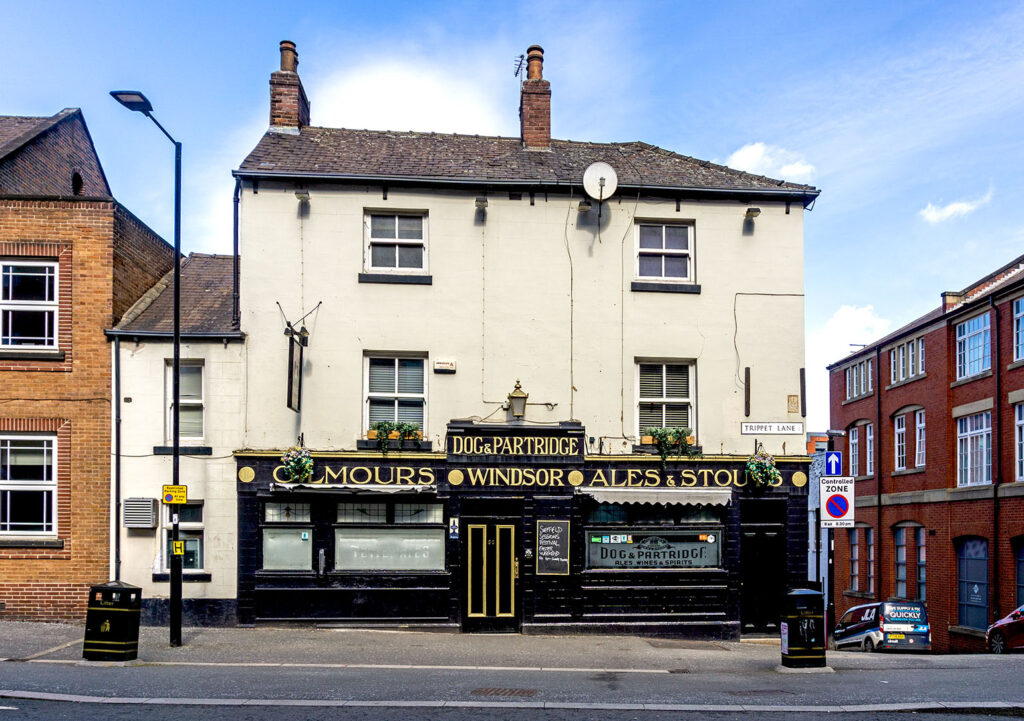 Dog & Partridge, Sheffield: Pub exterior - black facade