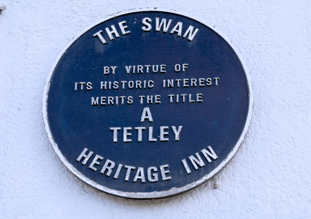 Swan, York: Blue Tetley heritage plaque