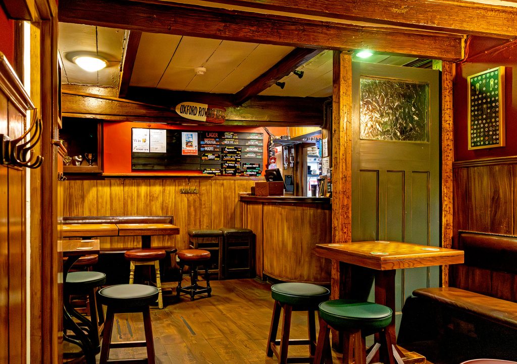 Wood panelled middle bar known as the Games Room