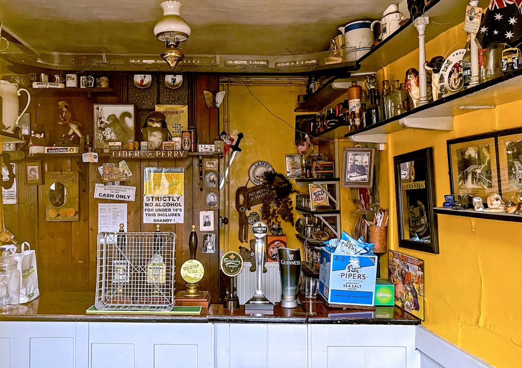 Birch Hall, Beck Hole: The Little Bar with bar counter and hand pumps